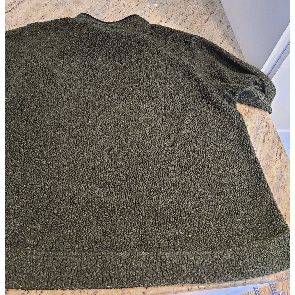 VINTAGE LL Bean Green Sweater Fleece Deep Pile Sherpa Women Size L #ODB71 - Picture 14 of 15